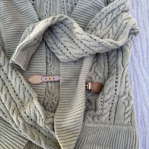 Talbots Women Green Cardigan Cable Sweater Size Small - Picture 3 of 8